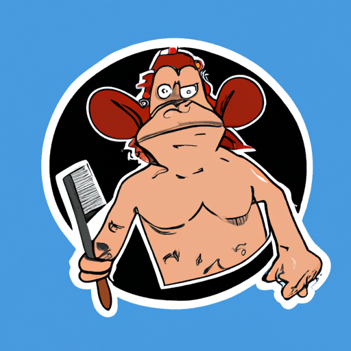 an ape with red hair and a spatula