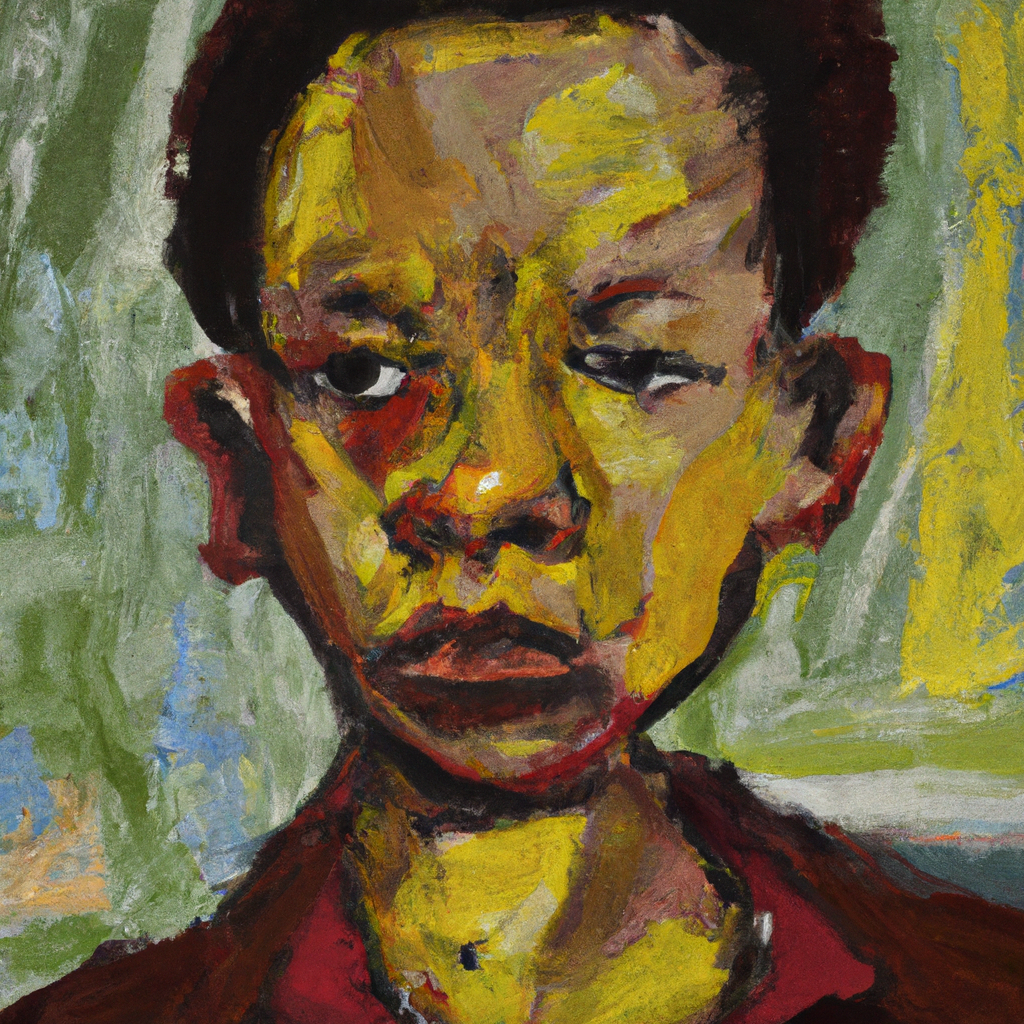 a light skinned african American 15 year old young man with a birthmark in the center of his forehead